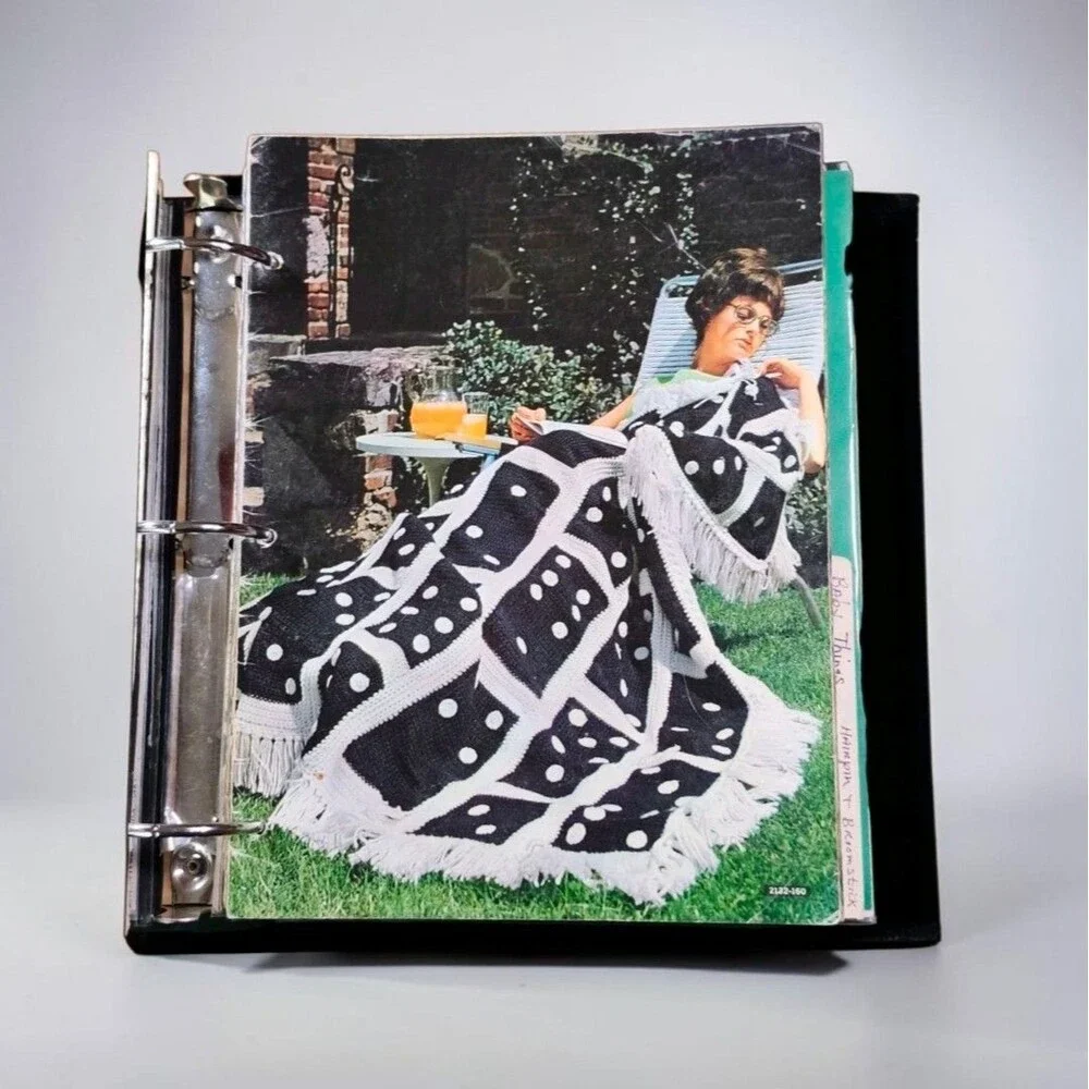 Vintage Crochet Knitting Pattern Binder Estate Collection 1940s-70s Afghans Lace